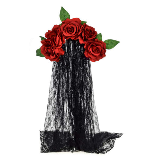 Diadema de Rosas Artificiales con Velo de Encaje - Image 15