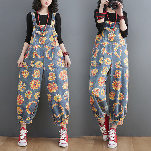 Overol Denim Holgado Talla Grande Estilo Coreano