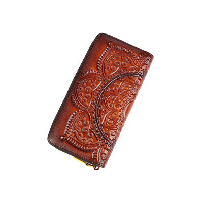 Cartera Larga de Cuero Grabado para Mujer - Image 5
