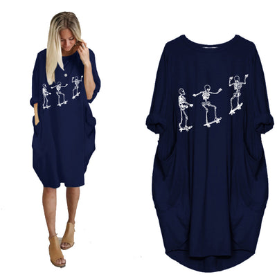 Vestido Holgado de Manga Larga con Estampado Temático y Bolsillos - Image 31