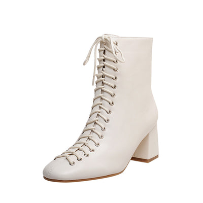Botas Martin Retro Románticas con Cordones y Tacón Grueso Alto - Image 8