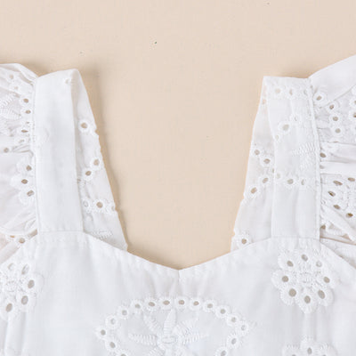 Conjunto de Short y Blusa Blanca con Volantes y Moño - Image 7