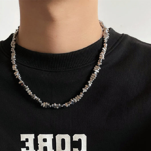 Collar de Acero Titanio Irregular para Parejas - Diseño Lujo Ligero Unisex - Image 11