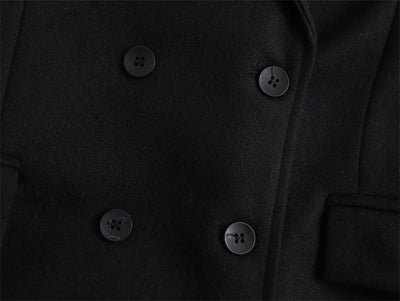 Abrigo de Lana Doble Botonadura Cuello V para Mujer - Negro - Image 14