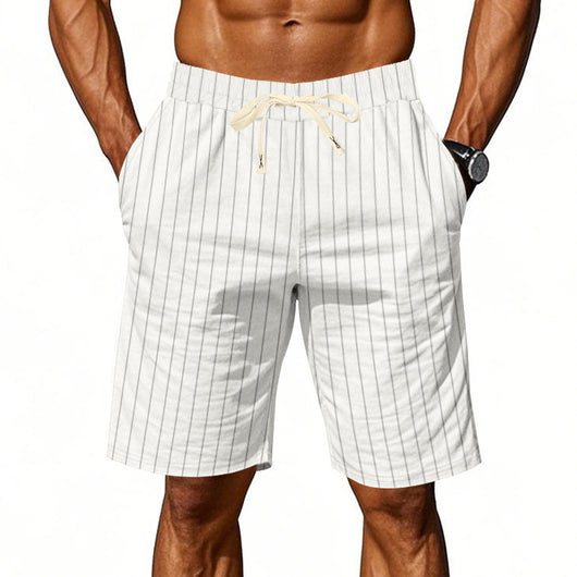 Shorts de Lino Holgados Transpirables Estilo Americano para Playa - Image 44