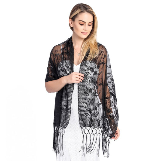 Chal de Gala Elegante con Lentejuelas y Borlas para Novia - Image 30