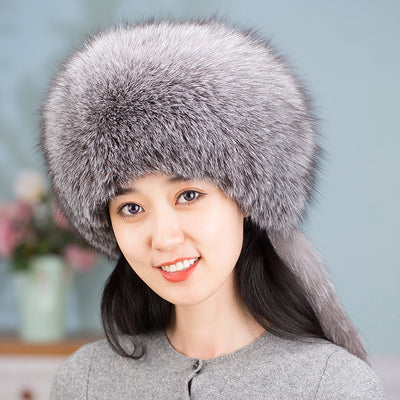 Gorro Abrigador de Piel de Zorro con Protección Auditiva para Mujer - Image 10