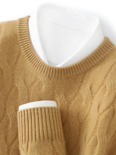 Suéter de Cachemira Gruesa para Hombre con Cuello Redondo y Diseño Trenzado - Image 6