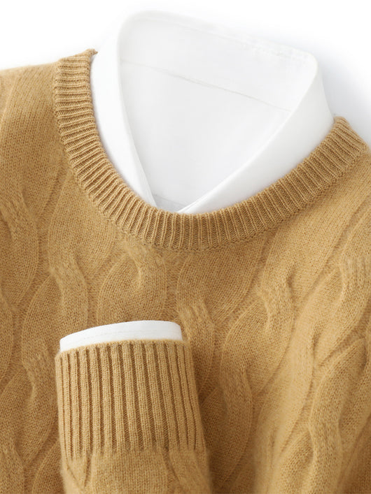 Suéter de Cachemira Gruesa para Hombre con Cuello Redondo y Diseño Trenzado - Image 6