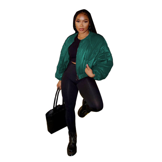 Chaqueta Bomber Vintage para Mujer – Estilo Cool Girl con Cuello Redondo y Cierre - Image 8