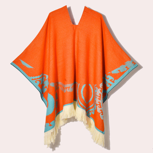 Poncho Denim Estilo Western con Flecos - Abrigo Cálido Unisex para Exteriores - Image 32