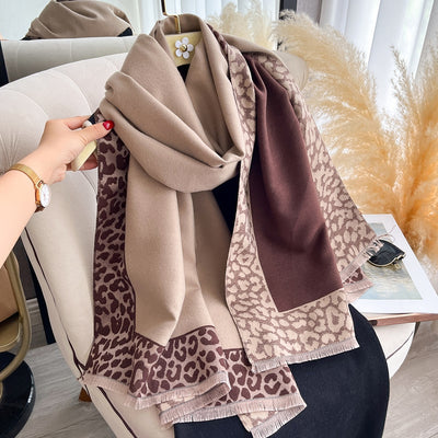 Bufanda Estampado Leopardo de Cachemira Artificial Elegante para Mujer - Image 18