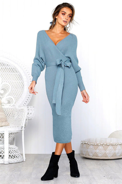 Vestido de Encaje con Manga Larga y Escote en V para Mujer - Image 14