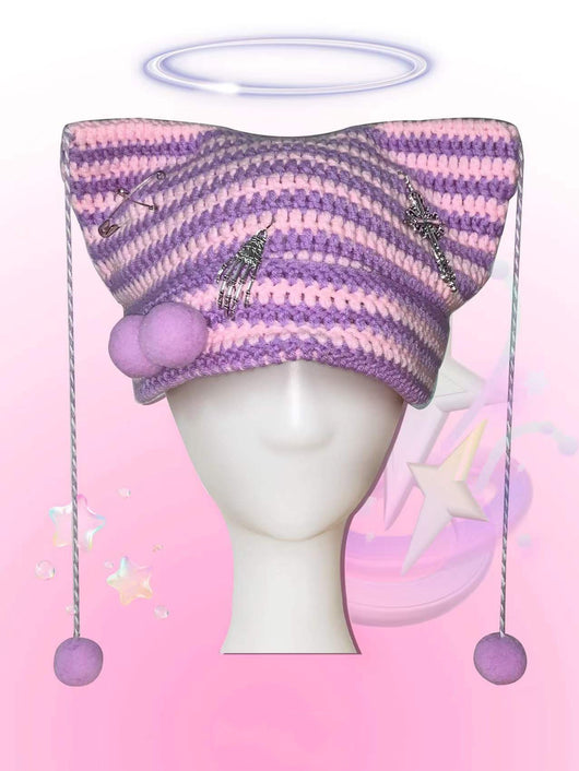 Gorro de Lana Tejido con Orejas de Gato y Pompón - Image 6