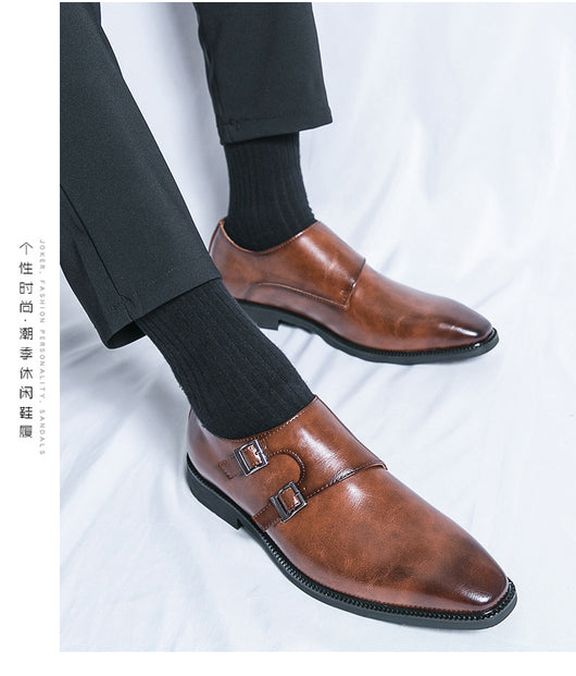 Zapatos Formales de Cuero para Hombre con Hebilla - Elegancia Profesional y Comodidad - Image 9