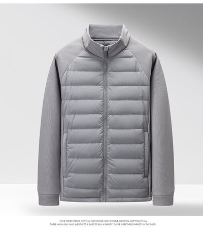 Chaqueta Acolchada de Plumón Ligera y Cálida con Cuello Alzado y Parches - Image 11
