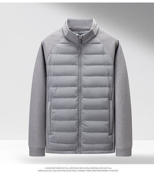 Chaqueta Acolchada de Plumón Ligera y Cálida con Cuello Alzado y Parches - Image 11