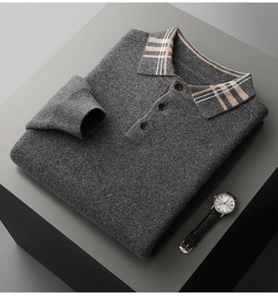 Suéter Polo Cuello Solapa Multicolor Tejido Cashmere Holgado - Image 17