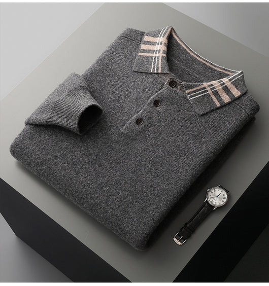 Suéter Polo Cuello Solapa Multicolor Tejido Cashmere Holgado - Image 17
