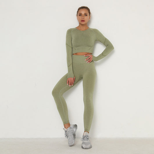 Traje de Yoga Ajustado de Cintura Alta y Manga Larga - Image 30