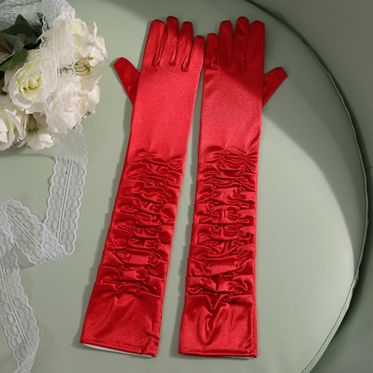 Guantes Largos de Satén para Novia - 50cm Elegancia Extendida - Image 4