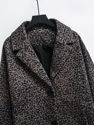 Abrigo Suelto Estampado Animal Print en Mezcla de Telas - Image 15
