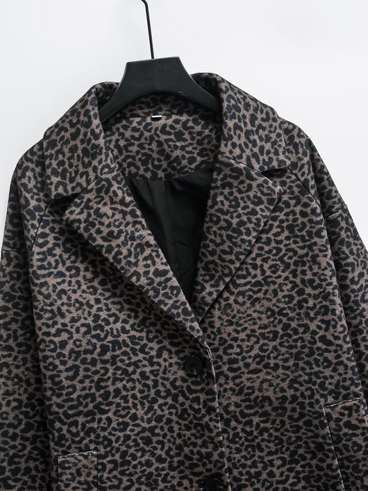 Abrigo Suelto Estampado Animal Print en Mezcla de Telas - Image 15