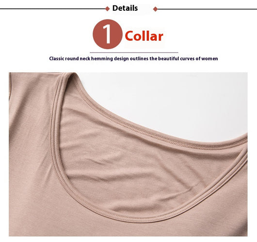 Camiseta Modal Mujer Manga Corta con Refuerzo de Pecho Color Sólido - Image 23