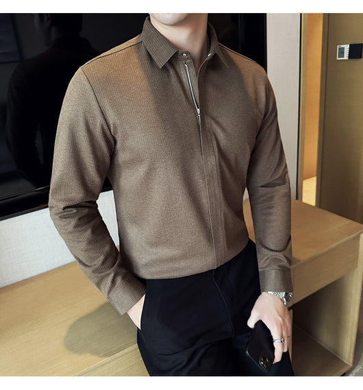 Camisa Manga Larga Ajustada con Diseño de Cierre y Rayas Elásticas - Image 16