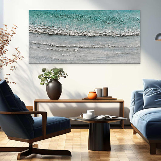 Cuadro Abstracto Olas del Mar - Pintura al Óleo Texturizada Hecha a Mano - Image 4