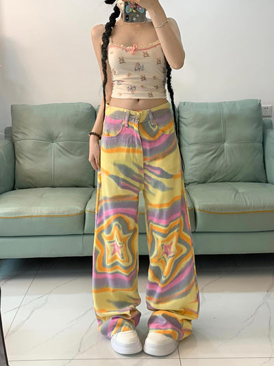 Pantalones Vaqueros Florados Anchos Cintura Alta XINGX - Image 17