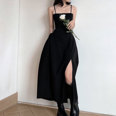 Vestido Negro con Tirantes Ajustables Estilo Temperamento - Image 4