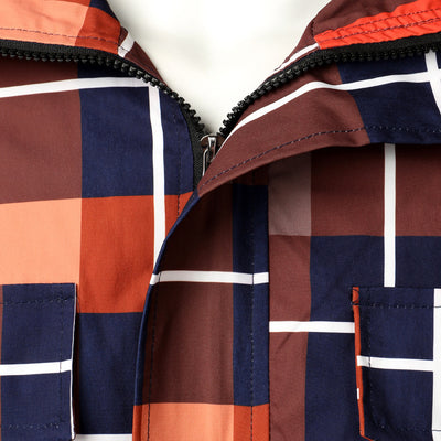 Abrigo Impermeable Cuadrillé Oversized con Capucha para Parejas - Image 9