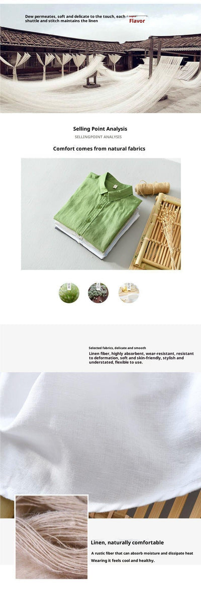 Camisa de Lino Manga Corta para Hombre - Comodidad de Verano - Image 18