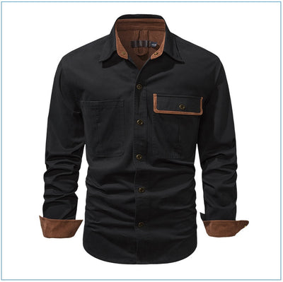 Camisa Polo de Manga Larga Algodón Lavado Tallas Grandes Hombre Color Sólido - Image 16