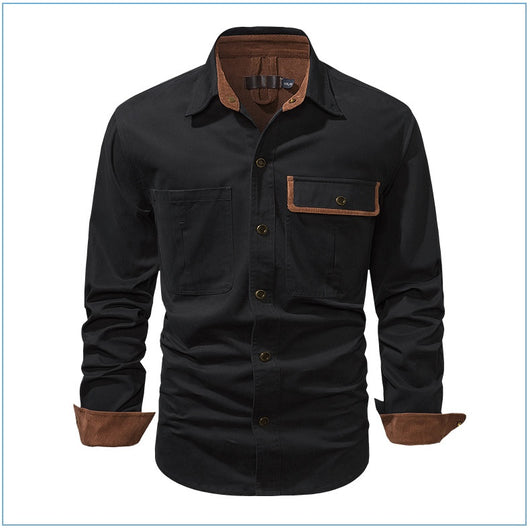 Camisa Polo de Manga Larga Algodón Lavado Tallas Grandes Hombre Color Sólido - Image 16