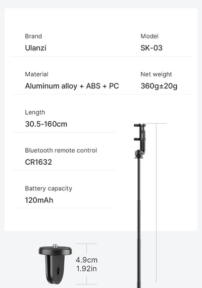 Palo Selfie SK 03 con Trípode 1.5m y Control Bluetooth Inalámbrico - Image 15