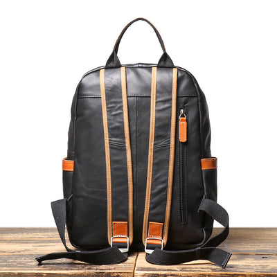 Mochila de Cuero Viaje Bicolor - Bolso Escolar Piel Suave Premium - Image 11
