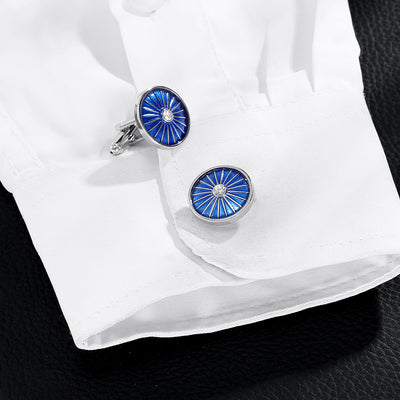 Gemelos Azules Línea Redonda Efecto Goteo para Camisas de Vestir Hombre - Image 4