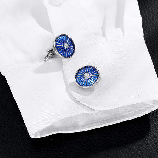 Gemelos Azules Línea Redonda Efecto Goteo para Camisas de Vestir Hombre - Image 4