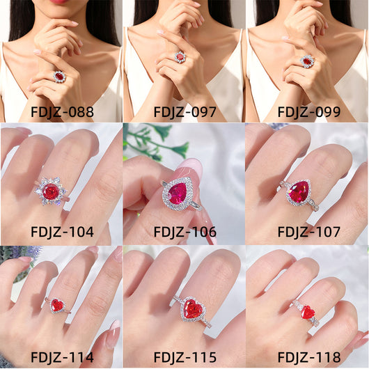 Anillo Vintage Rubí Rojo Sangre de Paloma con Diamante T Square en Plata 925 - Image 3