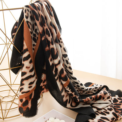 Bufanda de Cachemira Artificial con Estampado Leopardo para Mujer - Image 12