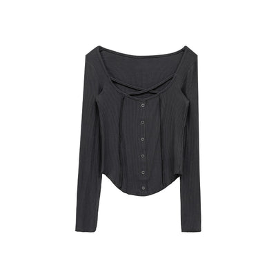 Blusa Manga Larga Slim Fit Diseño Exclusivo Cuello Redondo - Image 5