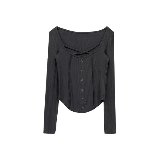 Blusa Manga Larga Slim Fit Diseño Exclusivo Cuello Redondo - Image 5