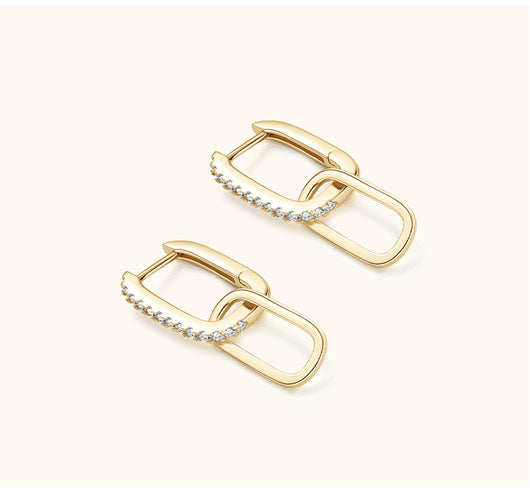 Aretes de Plata S925 Moissanita Doble Aro Diseño Luxury Nicho con Borla - Image 10
