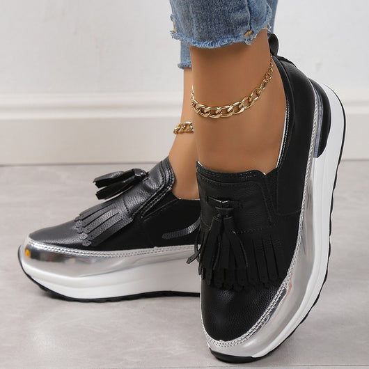 Zapatos Casuales Plataforma Muffin con Flecos para Mujer - Image 3