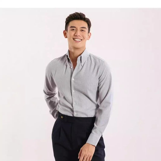 Camisa Casual de Cuadros Hombre Manga Larga sin Planchado