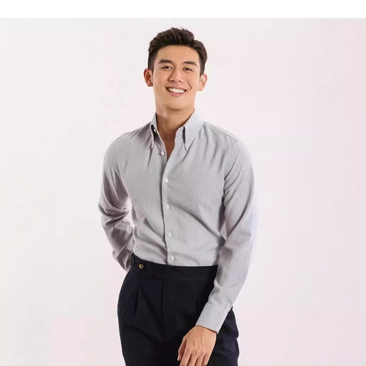 Camisa Casual de Cuadros Hombre Manga Larga sin Planchado