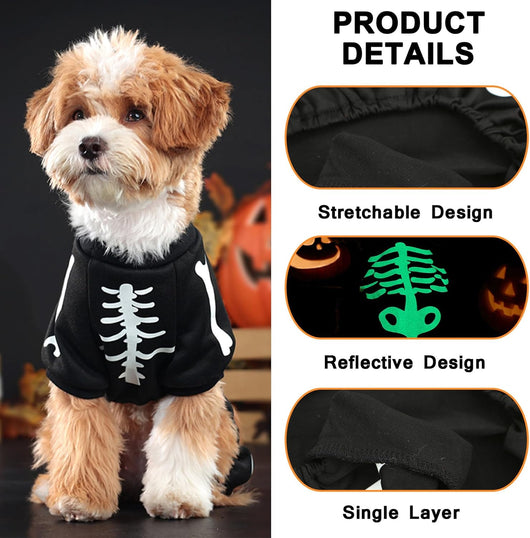 Disfraz de Esqueleto Fluorescente para Perros Pequeños - Pijama Jumpsuit Respirable - Image 7