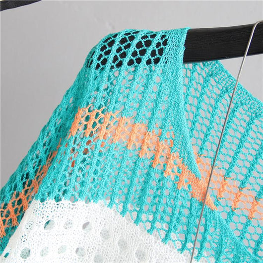 Suéter Rayado Holgado con Protección Solar para Mujer